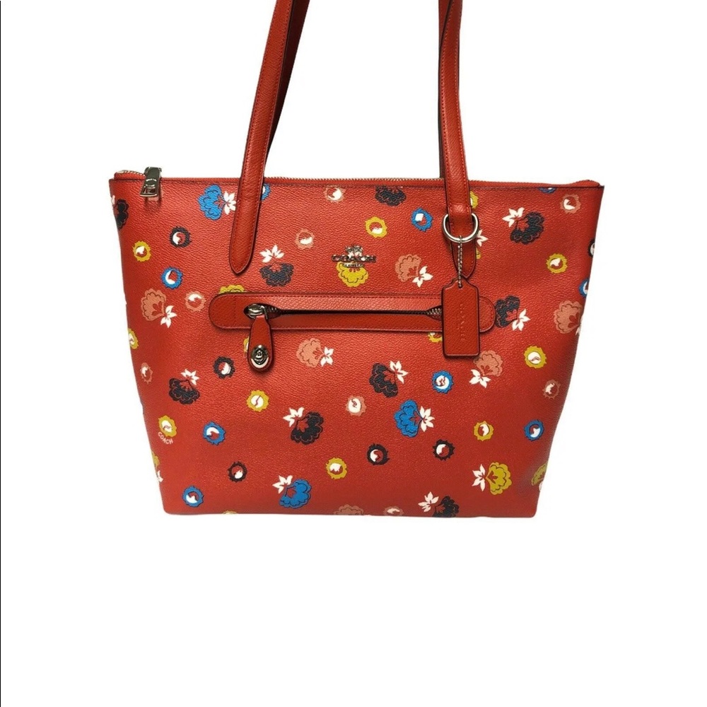 Coach Red Floral Tote Bag